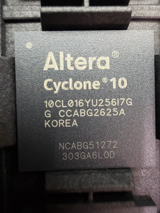 Close-up of the Altera Cyclone 10 package and its markings